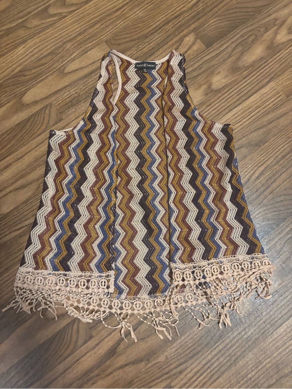 Almost Famous *Woman Crochet Style Open Sweater Vest * Medium.
